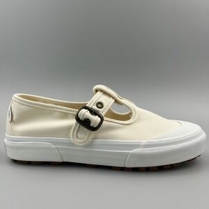 Vans Style 93 Mary Jane Women Size 9.5 Beige Linen Canvas Buckle Shoes NEW